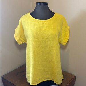Terzo Millennio golden yellow linen top, 100% linen, made in Italy